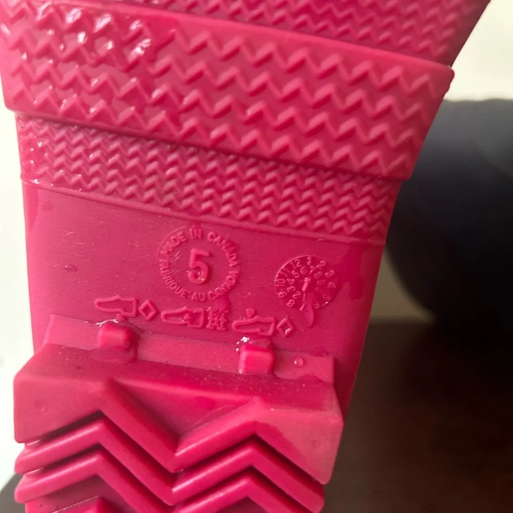 Kamik Big Girls/Womens Sz 5 Matte Navy & Pink Raindrops Waterproof Rain Boots